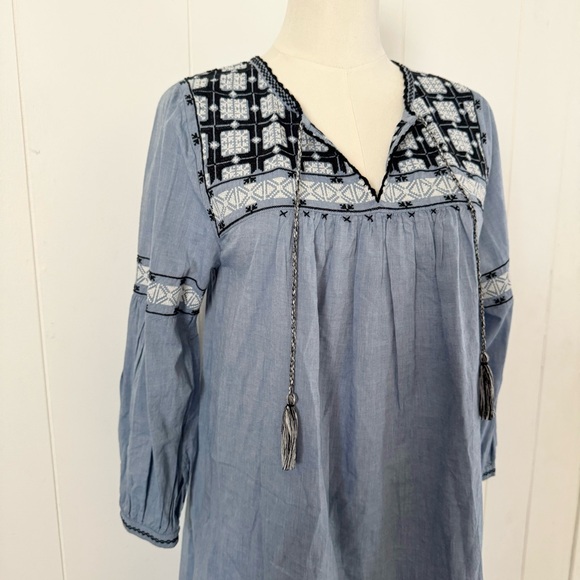 ULLA JOHNSON August Mini Dress in Chambray Size 4 - Picture 6 of 12